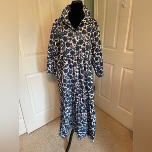 Anthropology Maeve Bettina Tiered Shirt Dress - Blue Floral Pattern - Large